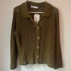 ZARA KNITTED COLLARED TOP